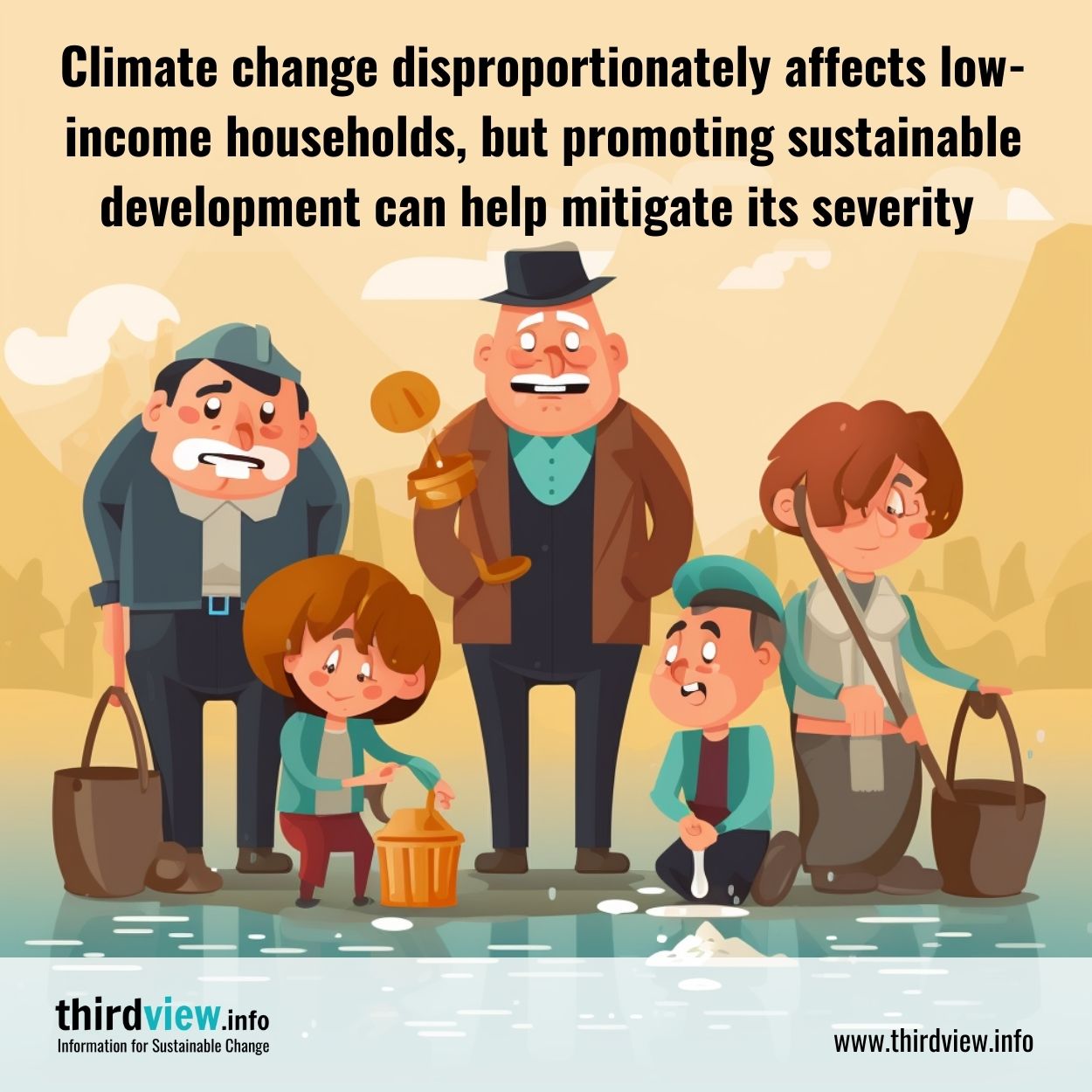 Climate change disproportionately affects low-income households, but promoting sustainable development can help mitigate its severity
