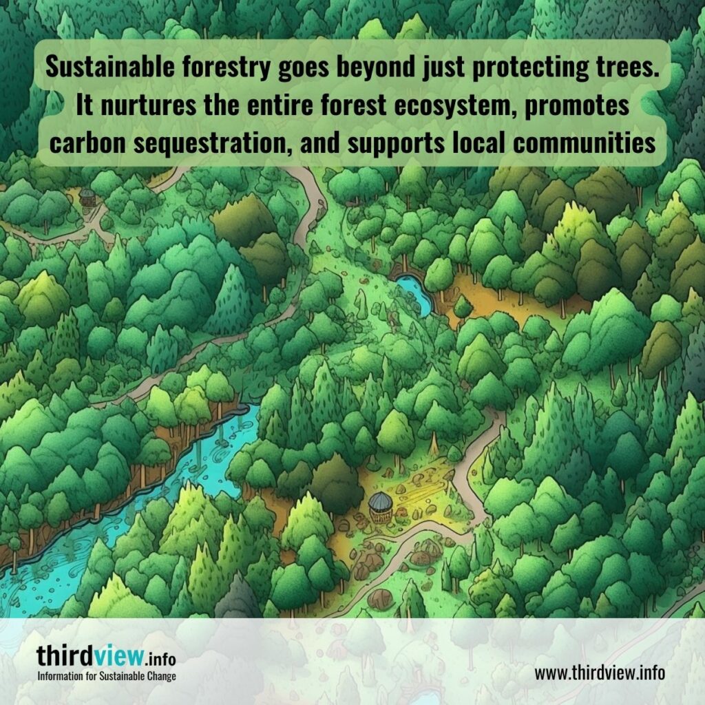 Sustainable forestry goes beyond just protecting trees. It nurtures the entire forest ecosystem, promotes carbon sequestration, and supports local communities