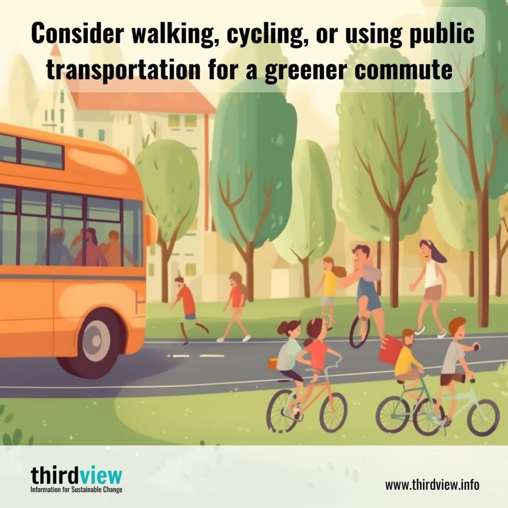 Consider walking, cycling, or using public transportation for a greener commute