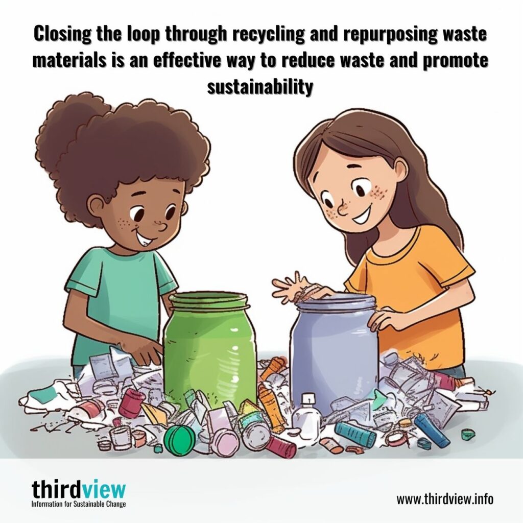 Closing the loop through recycling and repurposing waste materials is an effective way to reduce waste and promote sustainability